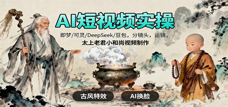 AI短視頻實(shí)操,即夢(mèng)/可靈/DeepSeek/豆包,分鏡頭,運(yùn)鏡,太上老君小和尚視頻制作 - 嚴(yán)選資源大全 - 嚴(yán)選資源大全