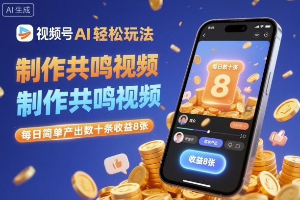 視頻號(hào)AI輕松玩法,制作共鳴視頻,每日簡(jiǎn)單產(chǎn)出數(shù)十條收益8張 - 嚴(yán)選資源大全