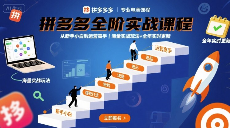 拼多多全階實戰課程，從新手小白到運營高手，海量實戰玩法+全年實時更新【2025年10月更新】 - 嚴選資源大全