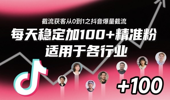 ??????????????????????????????????????????????截流獲客從0到1之抖音爆量截流,每天穩(wěn)定加100+精準粉,適用于各行業(yè) - 嚴選資源大全