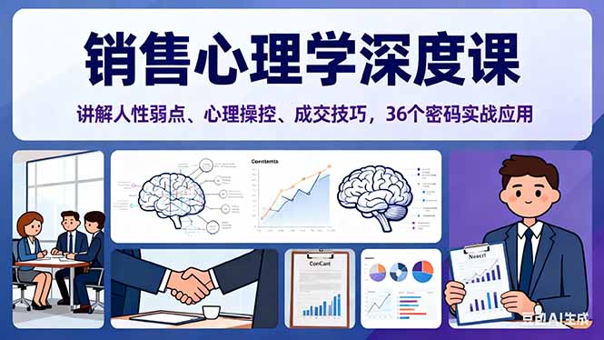 銷售心理學深度課,講解人性弱點、心理操控、成交技巧,36個密碼實戰應用 - 嚴選資源大全
