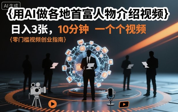 用AI做各地首富人物介紹視頻,日入3張,10分鐘一個視頻 - 嚴選資源大全