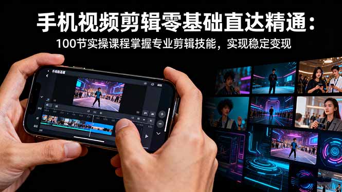 手機(jī)視頻剪輯零基礎(chǔ)直達(dá)精通：100節(jié)實(shí)操課程掌握專業(yè)剪輯技能，實(shí)現(xiàn)穩(wěn)… - 嚴(yán)選資源大全