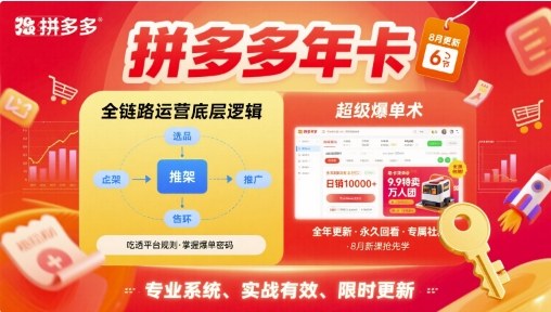拼多多年卡，拼多多全鏈路運營底層邏輯，超級爆單術【更新10月】 - 嚴選資源大全