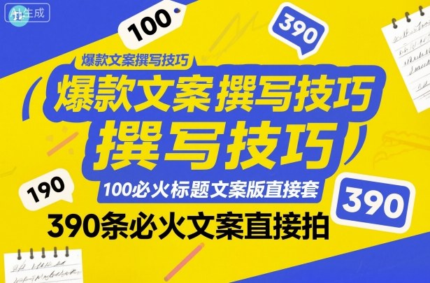 爆款文案撰寫技巧，100個必火標(biāo)題文案模版直接套，390條必火文案直接拍 - 嚴(yán)選資源大全