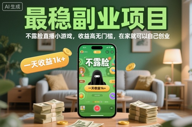 最穩副業項目，不露臉直播小游戲，收益高無門檻，一天收益1k+，在家就可以自己創業【揭秘】 - 嚴選資源大全