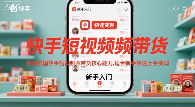 快手短視頻帶貨,快速掌握快手短視頻帶貨核心能力,適合新手快速上手變現(xiàn) - 嚴選資源大全