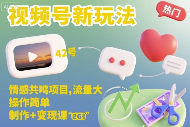視頻號(hào)新玩法，情感共鳴項(xiàng)目，流量大，操作簡(jiǎn)單，制作+變現(xiàn)課 - 嚴(yán)選資源大全