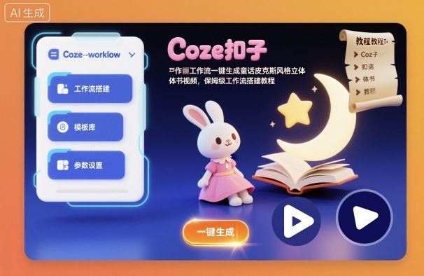 Coze扣子工作流一鍵生成童話皮克斯風格立體書視頻,保姆級工作流搭建教程 - 嚴選資源大全
