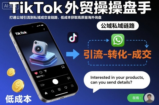 TikTok外貿(mào)操盤手,打通公域引流到私域成交全鏈路,低成本獲取高質(zhì)量海外詢盤 - 嚴(yán)選資源大全