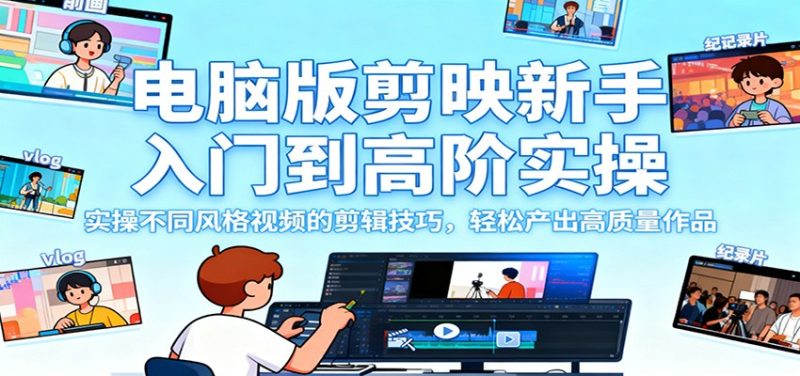 電腦版剪映新手入門到高階實操，實操不同風格視頻的剪輯技巧，輕松產出高質量作品 - 嚴選資源大全 - 嚴選資源大全