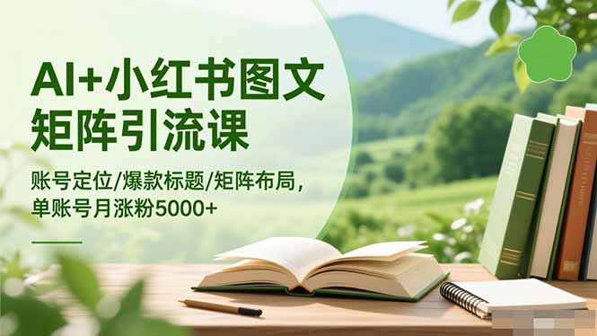 AI+小紅書圖文矩陣引流課:賬號定位/爆款標題/矩陣布局/單賬號月漲粉5000+ - 嚴選資源大全