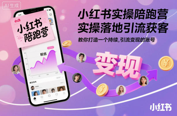 小紅書實操陪跑營，實操落地引流獲客，教你打造一個持續(xù)引流變現(xiàn)的賬號 - 嚴選資源大全