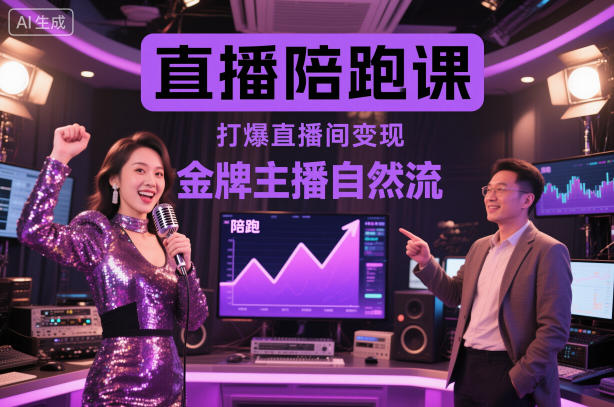直播陪跑課，金牌主播自然流打爆直播間，復制高變現玩法 - 嚴選資源大全