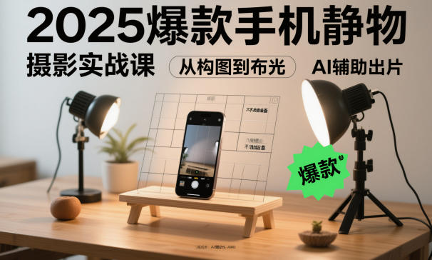 2025爆款手機靜物攝影實戰課,從構圖到布光,不用貴設備,AI輔助出片 - 嚴選資源大全