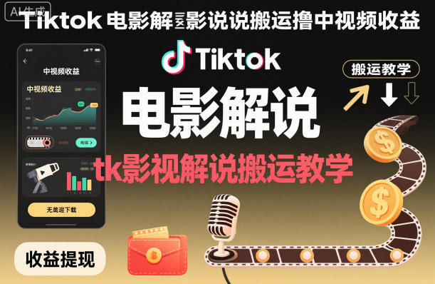 Tiktok電影解說搬運擼中視頻收益,tk影視解說搬運教學 - 嚴選資源大全