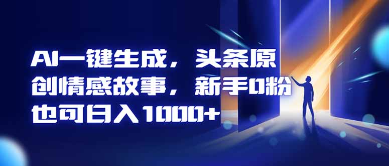 AI一鍵生成,頭條原創情感故事,新手0粉也可日入1000+ - 嚴選資源大全