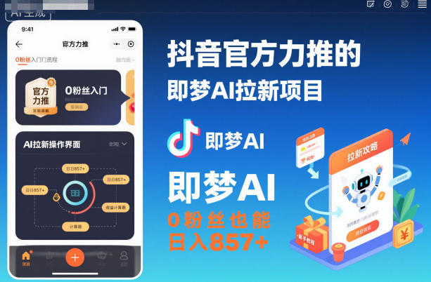 抖音官方力推的即夢(mèng)AI拉新項(xiàng)目，0粉絲也能日入857+(附即夢(mèng)AI拉新推廣入口及教學(xué)) - 嚴(yán)選資源大全