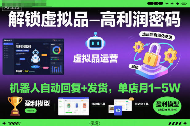 解鎖虛擬品高利潤密碼：機器人自動回復+發貨，單店月1-5W【揭秘】 - 嚴選資源大全