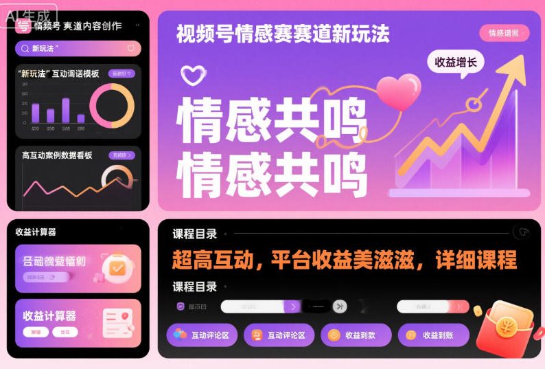 視頻號情感賽道新玩法，超高互動，平臺收益美滋滋，詳細課程 - 嚴選資源大全