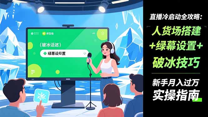 直播冷啟動全攻略:人貨場搭建+綠幕設置+破冰技巧,新手月入過萬實操指南 - 嚴選資源大全