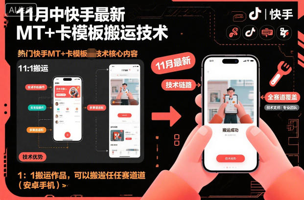 11月中快手最新MT+卡模板搬運技術，1：1搬運作品，可以搬運任何賽道(安卓手機) - 嚴選資源大全