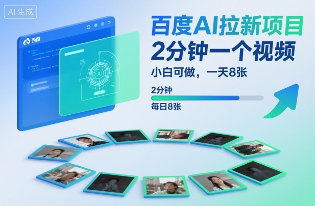 百度AI拉新項目，2分鐘一個視頻，小白可做，一天8張【附案例+保姆級教程】 - 嚴選資源大全