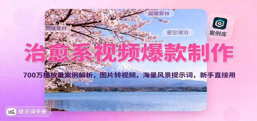 治愈系視頻爆款制作，700萬(wàn)播放量案例解析，圖片轉(zhuǎn)視頻，海量風(fēng)景提示詞，新手直接用 - 嚴(yán)選資源大全