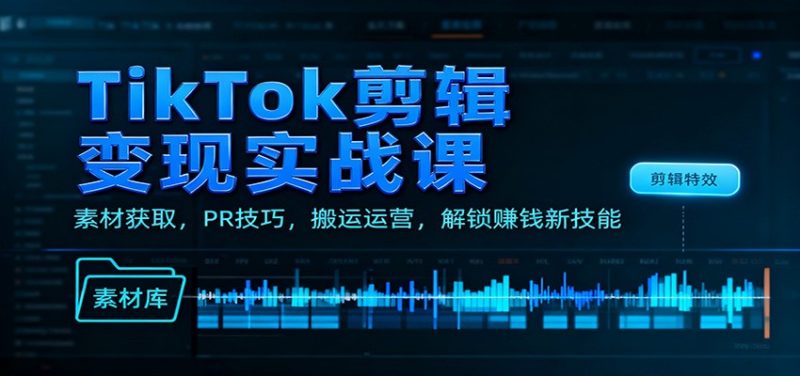 TikTok剪輯變現實戰課：素材獲取，PR技巧，搬運運營，解鎖賺錢新技能 - 嚴選資源大全 - 嚴選資源大全