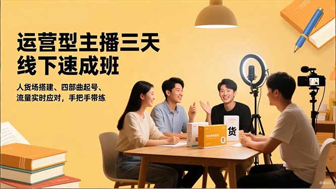 運營型主播三天線下班，人貨場搭建,四部曲起號,流量實時應對，手把手帶練 - 嚴選資源大全