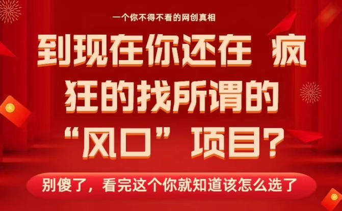 馬上26年了，你還在找所謂的風(fēng)口項(xiàng)目？別傻了，看完這個(gè)你全都懂了！【揭秘】 - 嚴(yán)選資源大全